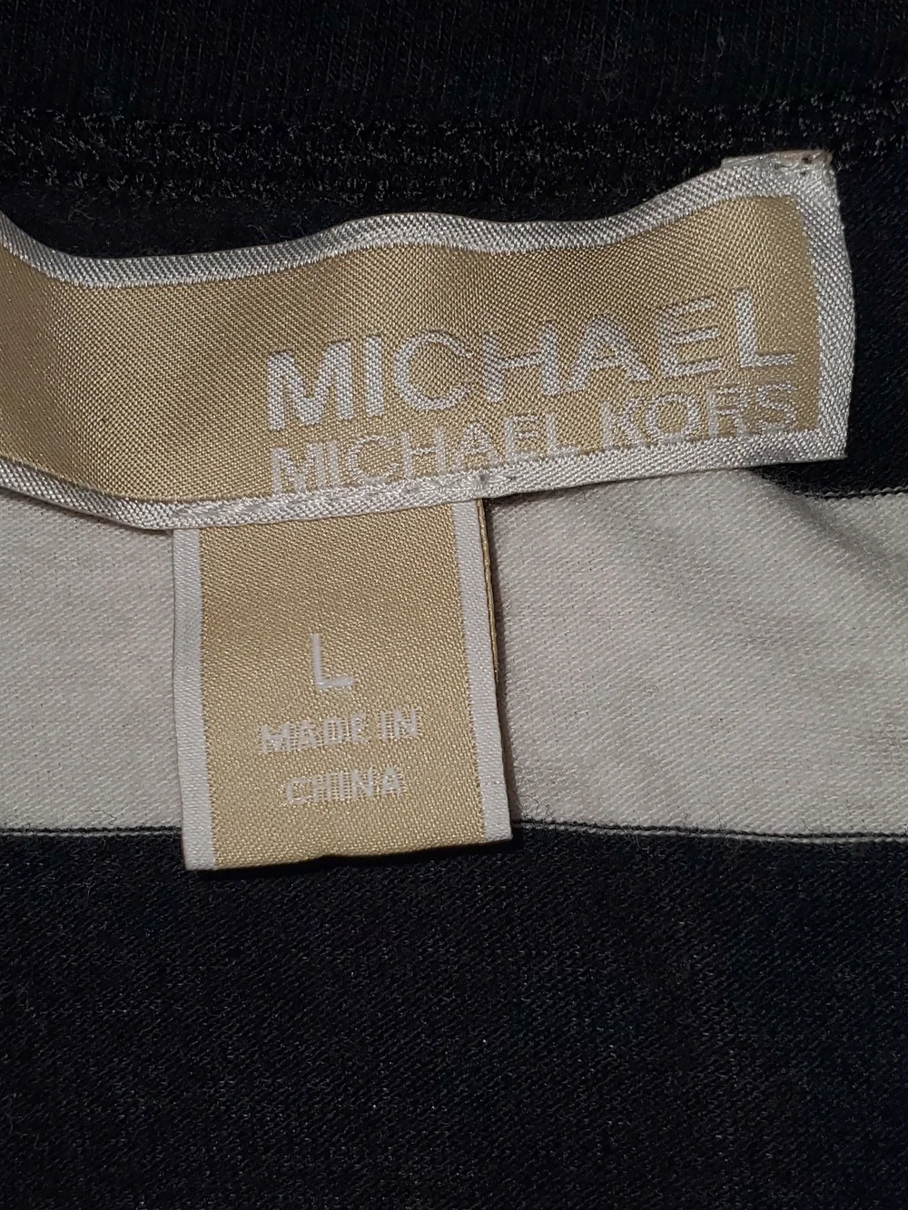 🖤 Michael Kors Black & White Striped Ruched Tank Top | Size L